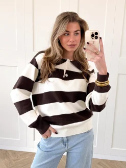 Oversized polo sweater bruin