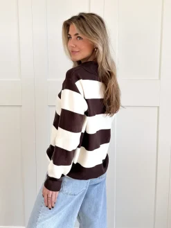 Oversized polo sweater bruin