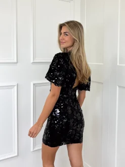 Pailletten jurk Romance zwart