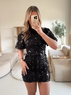 Pailletten jurk Romance zwart