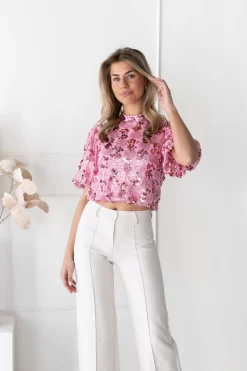 Pailletten top Victoria roze
