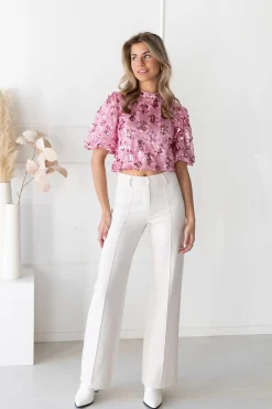 Pailletten top Victoria roze
