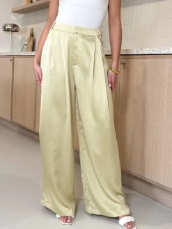 Pantalon satin Fem olive green