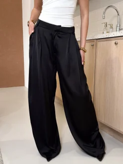 Pantalon satin Fem zwart