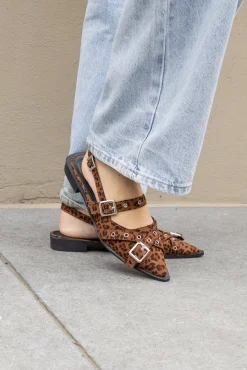 Puntige loafers gesp leopard