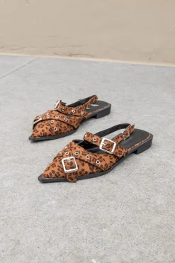 Puntige loafers gesp leopard