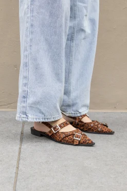 Puntige loafers gesp leopard