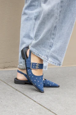 Puntige loafers studs denim
