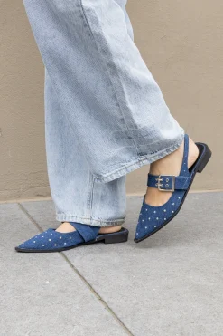 Puntige loafers studs denim