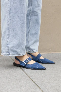 Puntige loafers studs denim