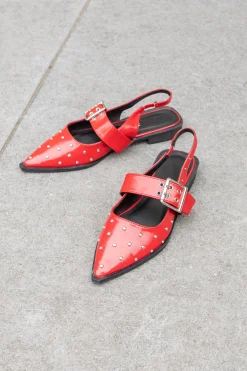 Puntige loafers studs rood