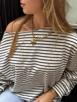 Sanne strepen sweater blauw