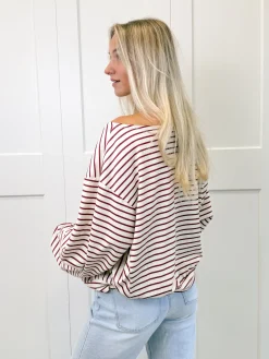 Sanne strepen sweater rood