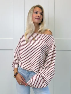 Sanne strepen sweater rood