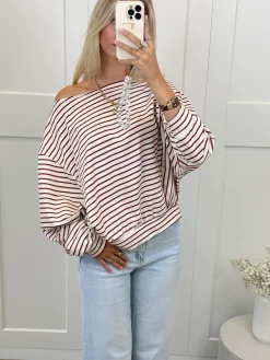 Sanne strepen sweater rood