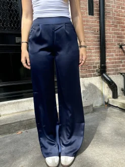 Satin broek Elin navy
