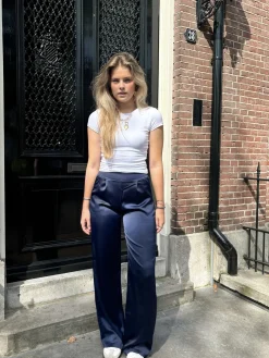 Satin broek Elin navy