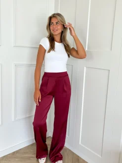 Satin broek Elin rood