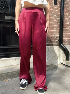 Satin broek Elin rood