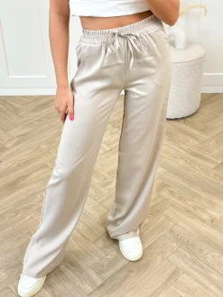Satin broek Tess beige