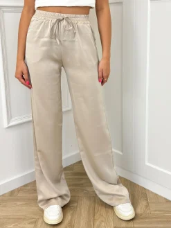 Satin broek Tess beige