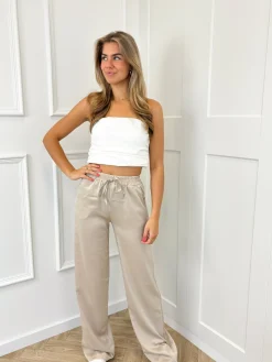Satin broek Tess beige