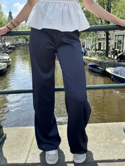 Satin broek Tess navy
