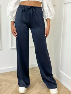 Satin broek Tess navy