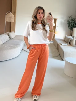 Satin broek Tess oranje