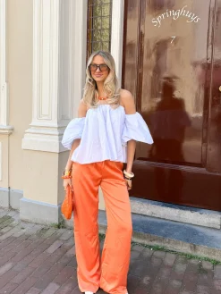 Satin broek Tess oranje