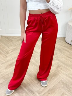Satin broek Tess rood