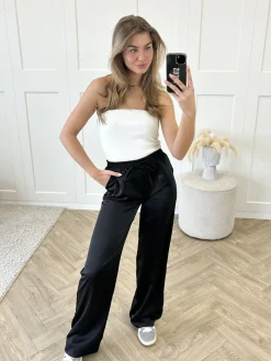 Satin broek Tess zwart