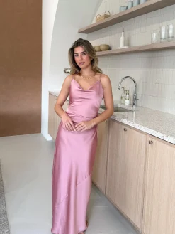 Satin dress Liva roze