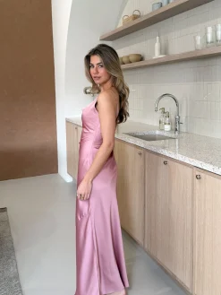 Satin dress Liva roze