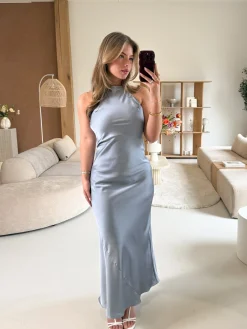 Satin dress Maria blauw