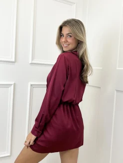 Satin dress Noa bordeauxrood