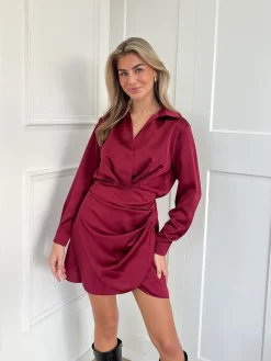 Satin dress Noa bordeauxrood