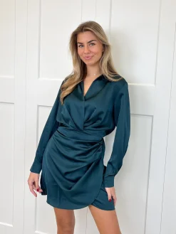 Satin dress Noa petrol