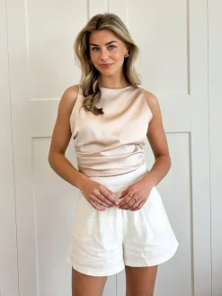 Satin top Jill beige