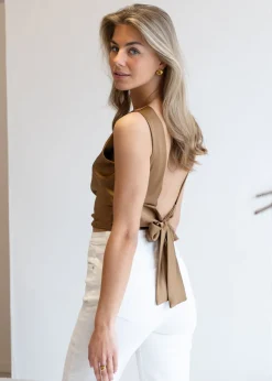 Satin top Jill bruin