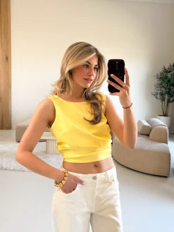 Satin top Jill butter yellow