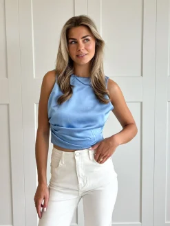 Satin top Jill light blue