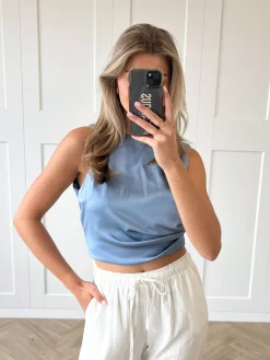 Satin top Jill ocean blue