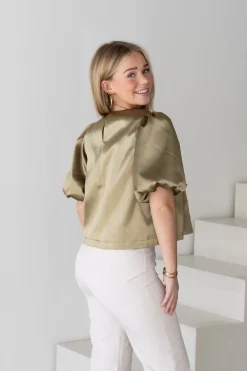 Satin top Soof kaki