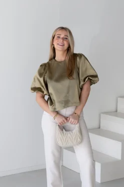 Satin top Soof kaki