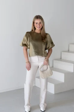 Satin top Soof kaki