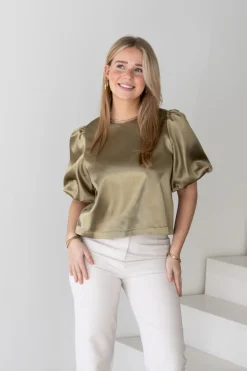 Satin top Soof kaki