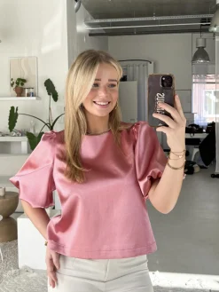 Satin top Soof roze