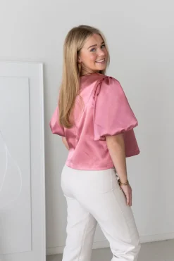 Satin top Soof roze