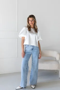 Satin top Soof wit